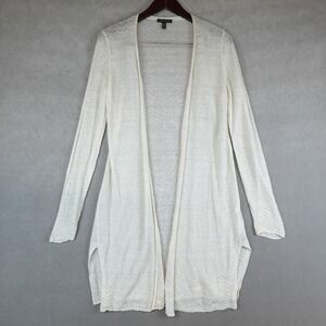 EILEEN FISHER Hemp Cardigan Duster Jacket Womens Ivory Size XS